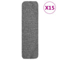 VidaXL Treppenmatten, 15 Stück, rutschfest, rechteckig, 75 x 20 cm, Grau