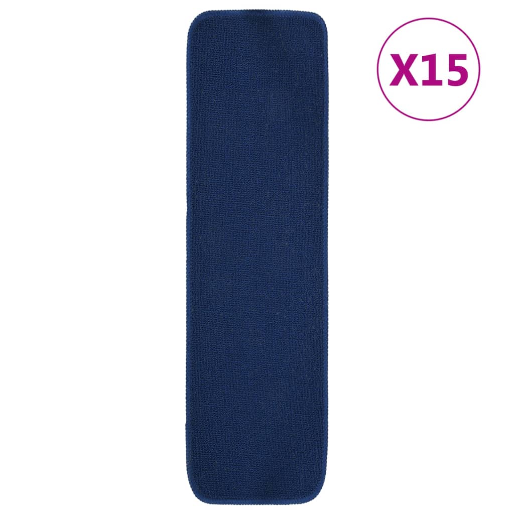 VidaXL Treppenmatten, 15 Stück, rutschfest, rechteckig, 75 x 20 cm, Marineblau