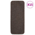 VidaXL Treppenmatten, 15 Stück, rutschfest, rechteckig, 60 x 25 cm, braun