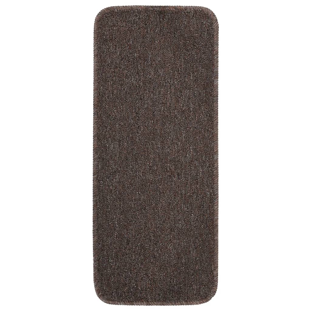 VidaXL Treppenmatten, 15 Stück, rutschfest, rechteckig, 60 x 25 cm, braun