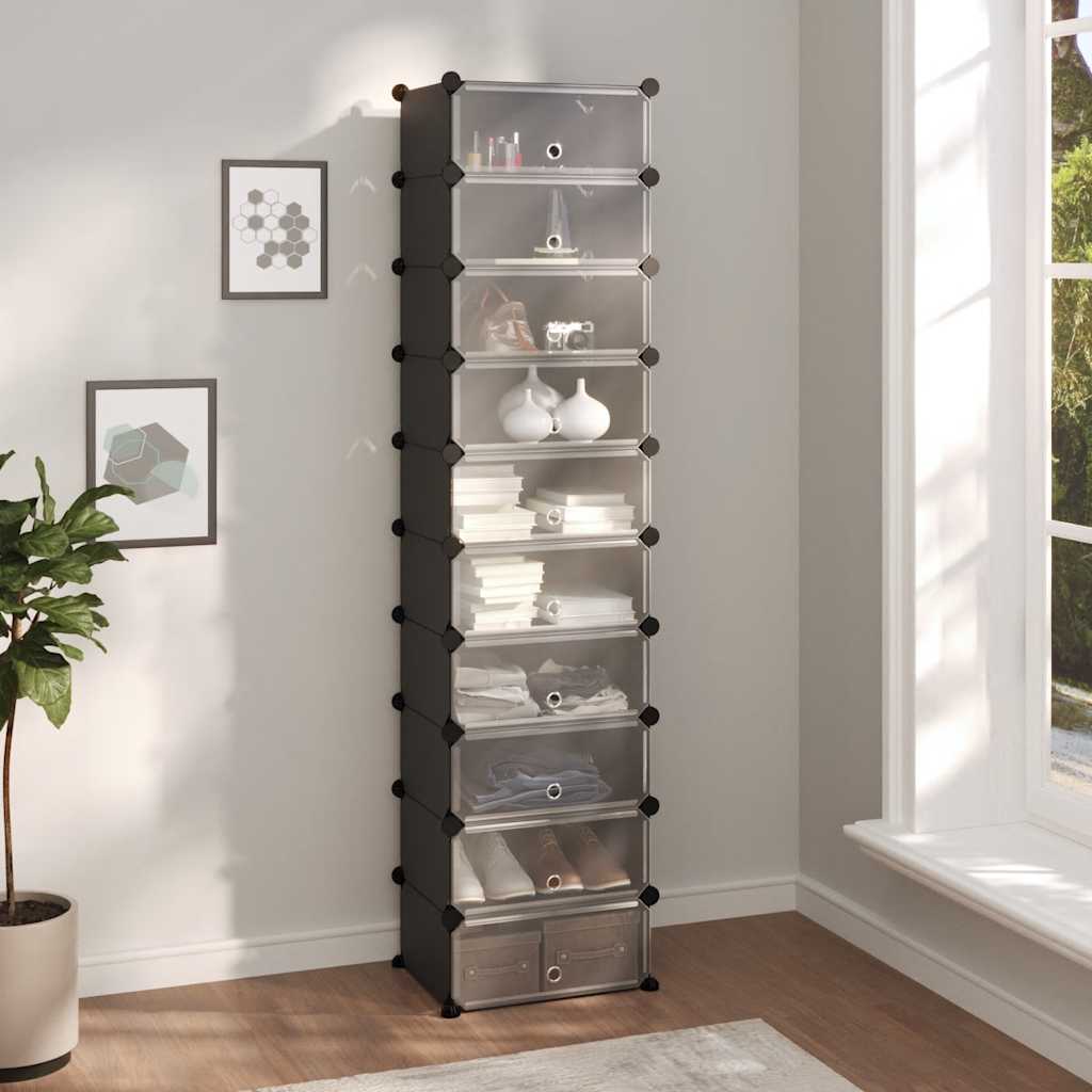VIDAXL -Schuhregal 44x32x174 cm Polypropylen Schwarz