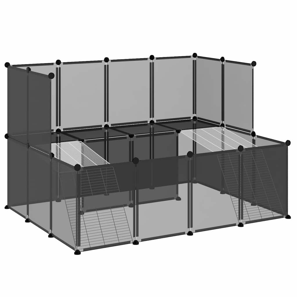 VidaXL Tierloft klein 143x107x93 Polypropylen und Stahl Schwarz