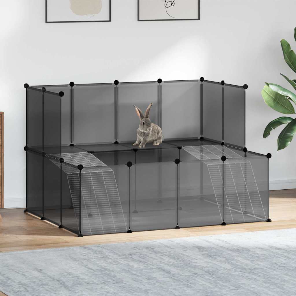VidaXL Tierloft klein 143x107x93 Polypropylen und Stahl Schwarz