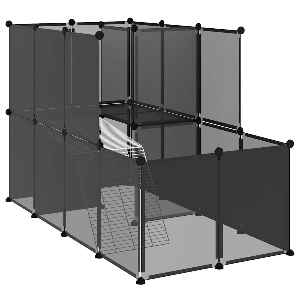 VidaXL Tierloft klein 142x74x93 cm Polypropylen und Stahl Schwarz