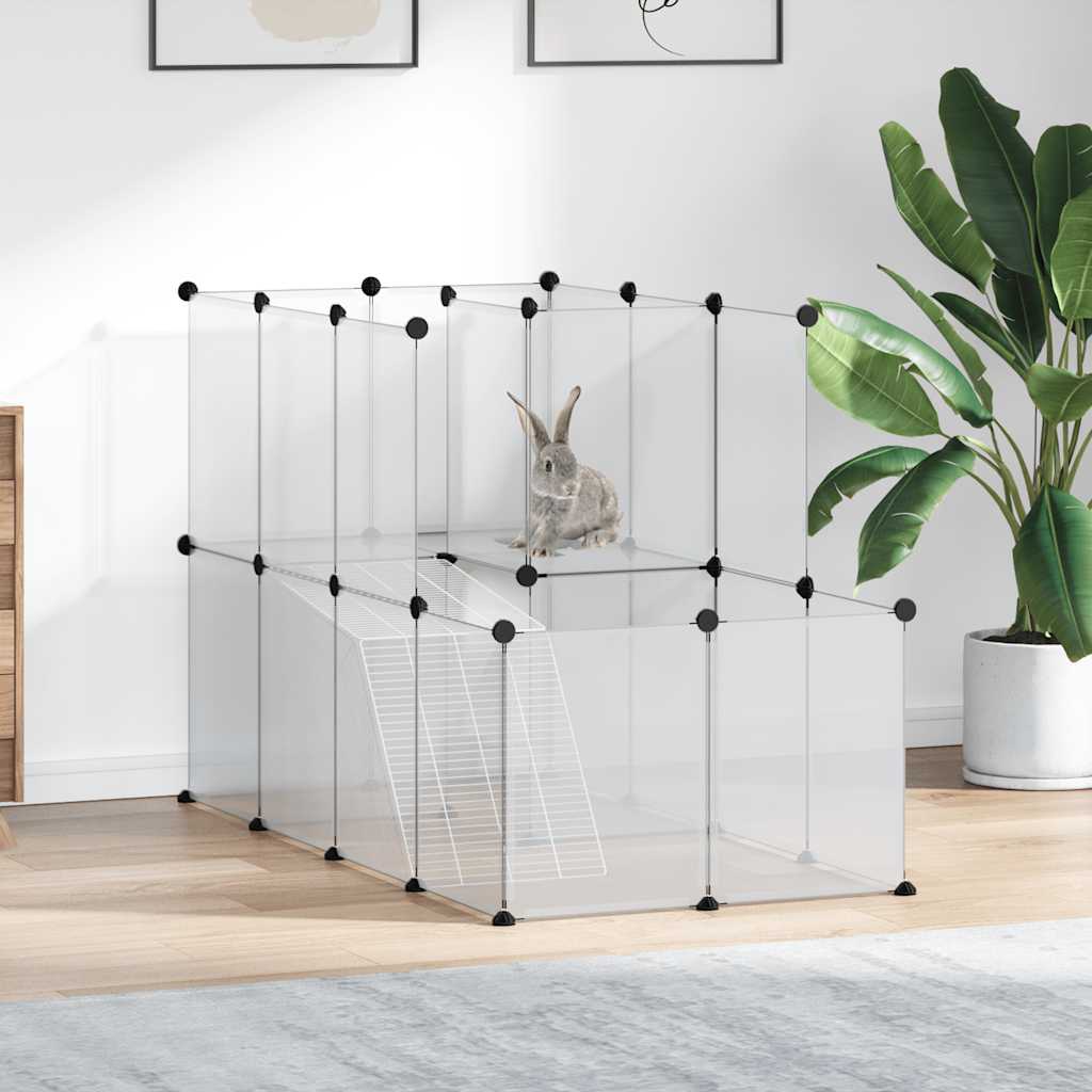 Vidaxl dierenhok klein 142x74x93 cm polypropeen en staal transparant