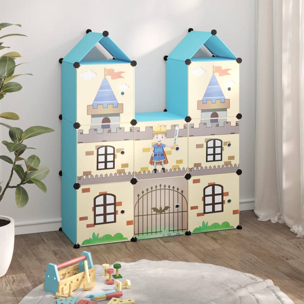 Vidaxxl Kinderlagermöbel mit 8 Fächern Polypropenblau