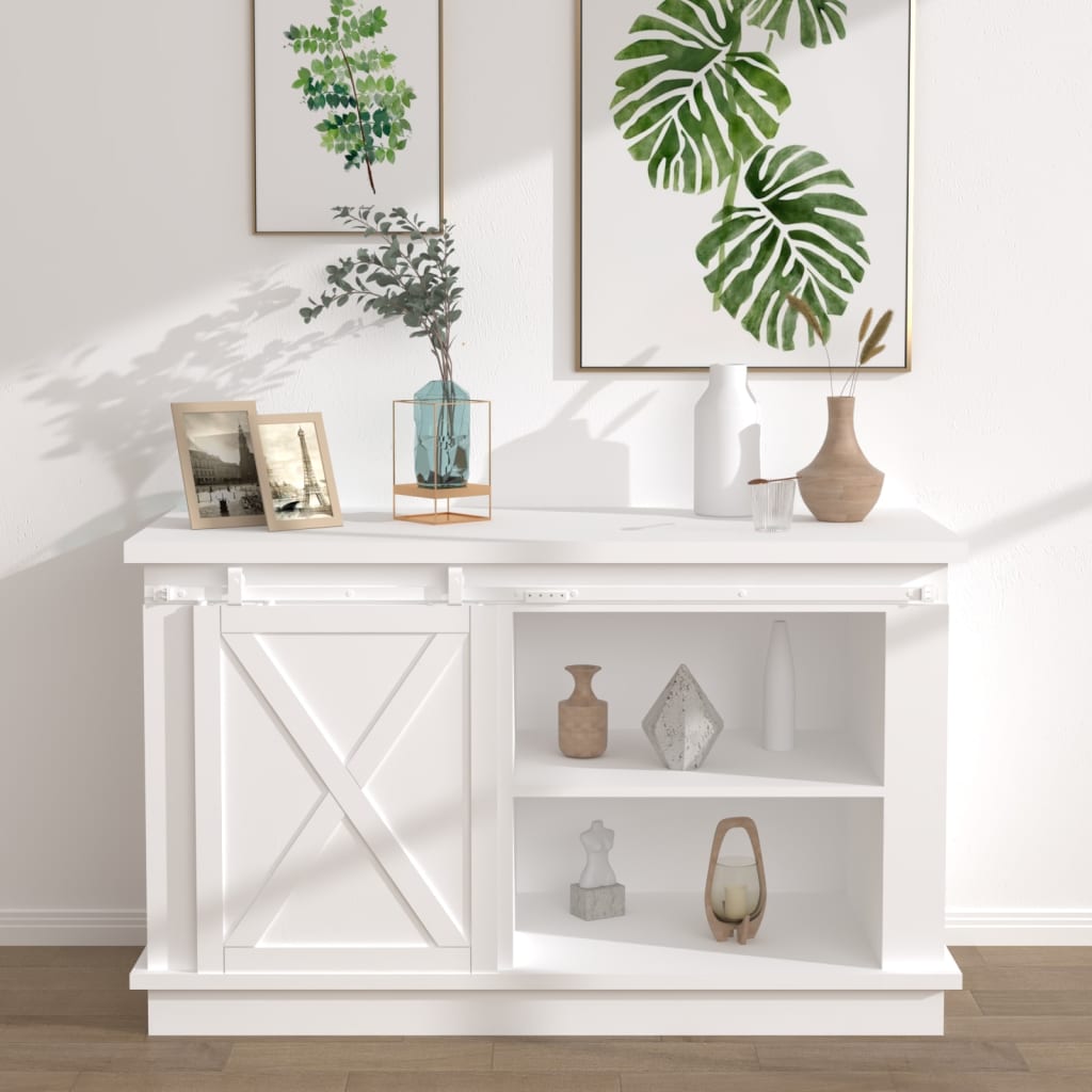 VidaXL Aufhängeset für Mini-Schiebetüren 122 cm, Kohlenstoffstahl, weiß
