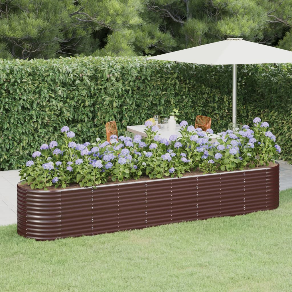 Vidaxl plantenbak 368x80x68 cm gegalvaniseerd staal bruin