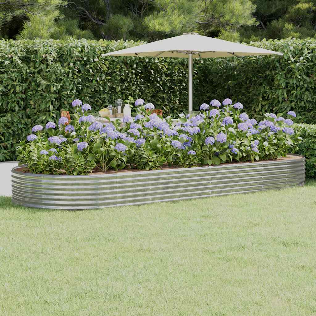 VIDAXL -Planungsbox 373x140x36 cm Pulverbeschichtetes Stahl Silber gefärbt