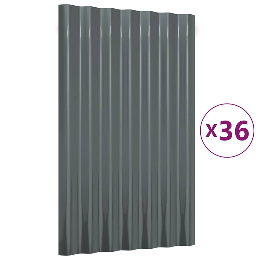 Vidaxl dakpanelen 36 st 60x36 cm gegalvaniseerd staal antracietkleurig