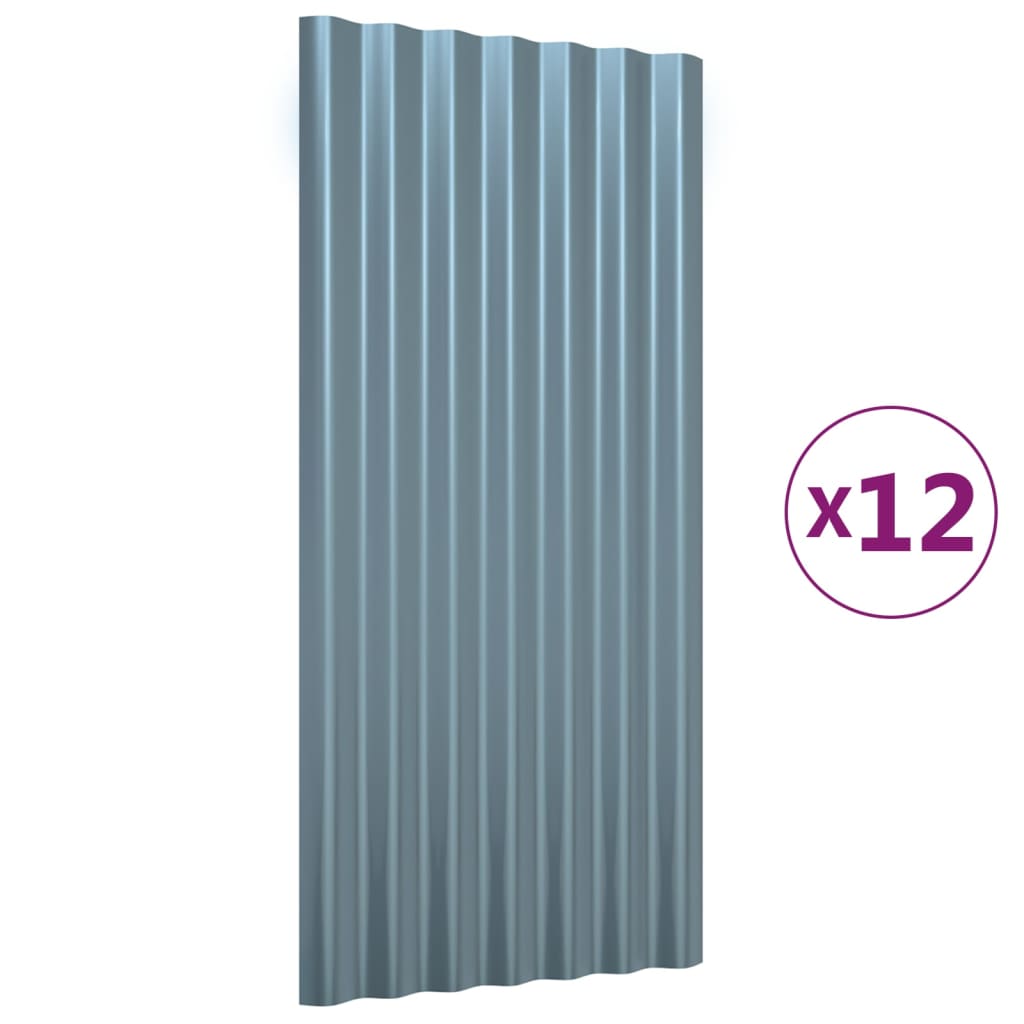 VIDAXL -Dachpanele 12 ST 80x36 cm Pulver -Stahl grau