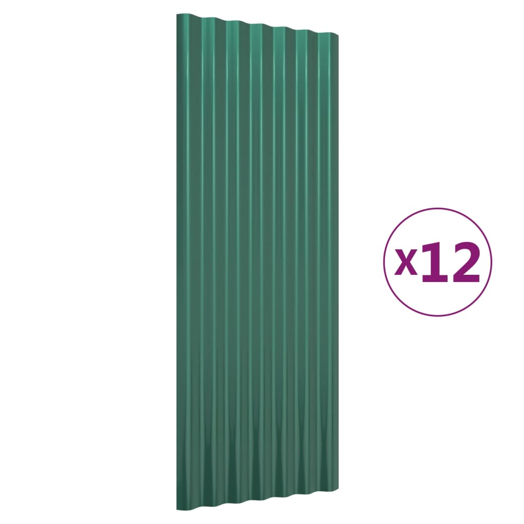 VIDAXL - Dachpaneele 12 Stück 100x36 cm Pulver - Stahlgrün