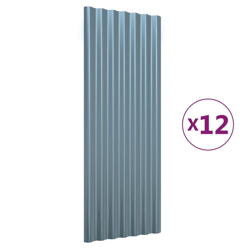 VIDAXL -Dachpanele 12 ST 100x36 cm Pulver -Stahl grau