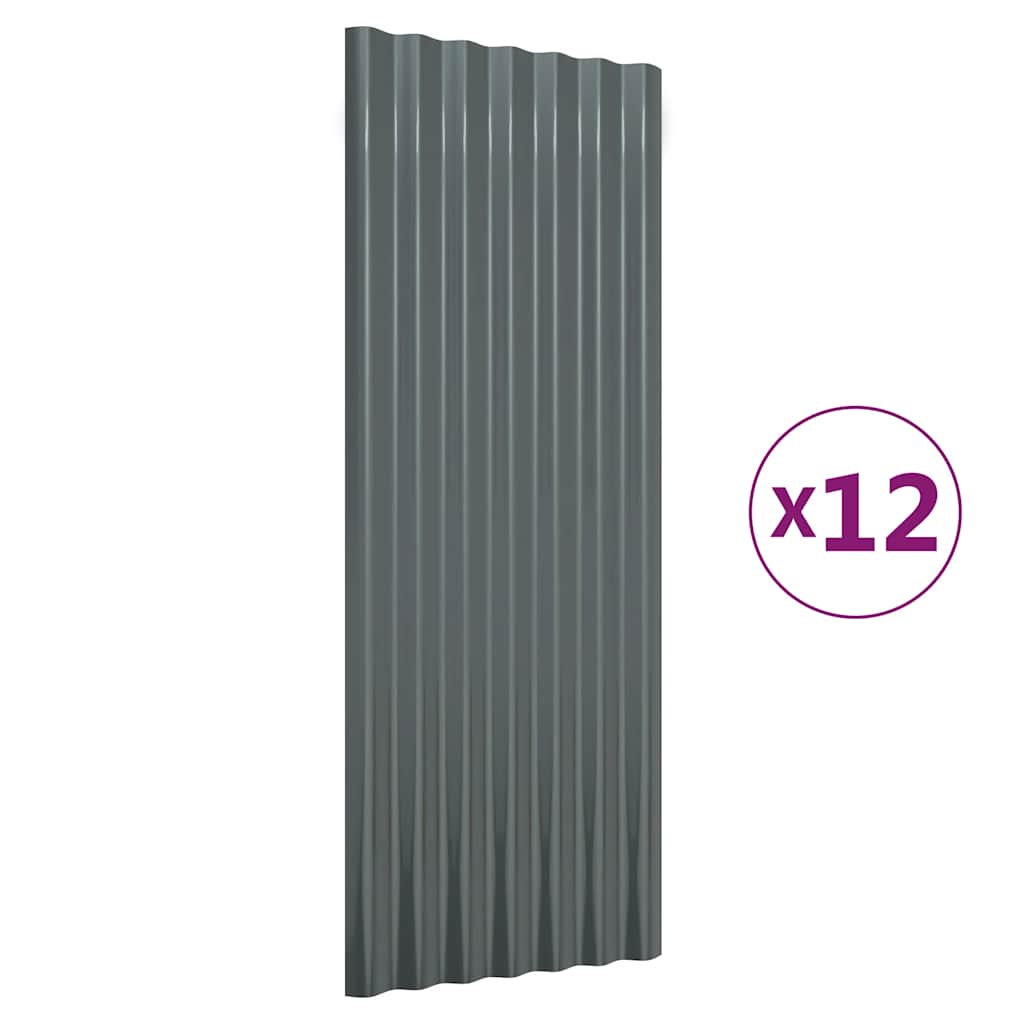 VIDAXL -Dachplatten 12 Stcs 100x36 cm Pulver -beschichteter Stahl -Anthrazit -Verschärfe