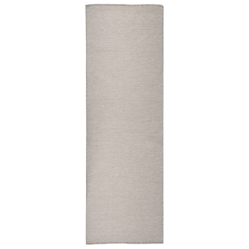 VidaXL Flachgewebter Outdoor-Teppich 80x250 cm Taupe