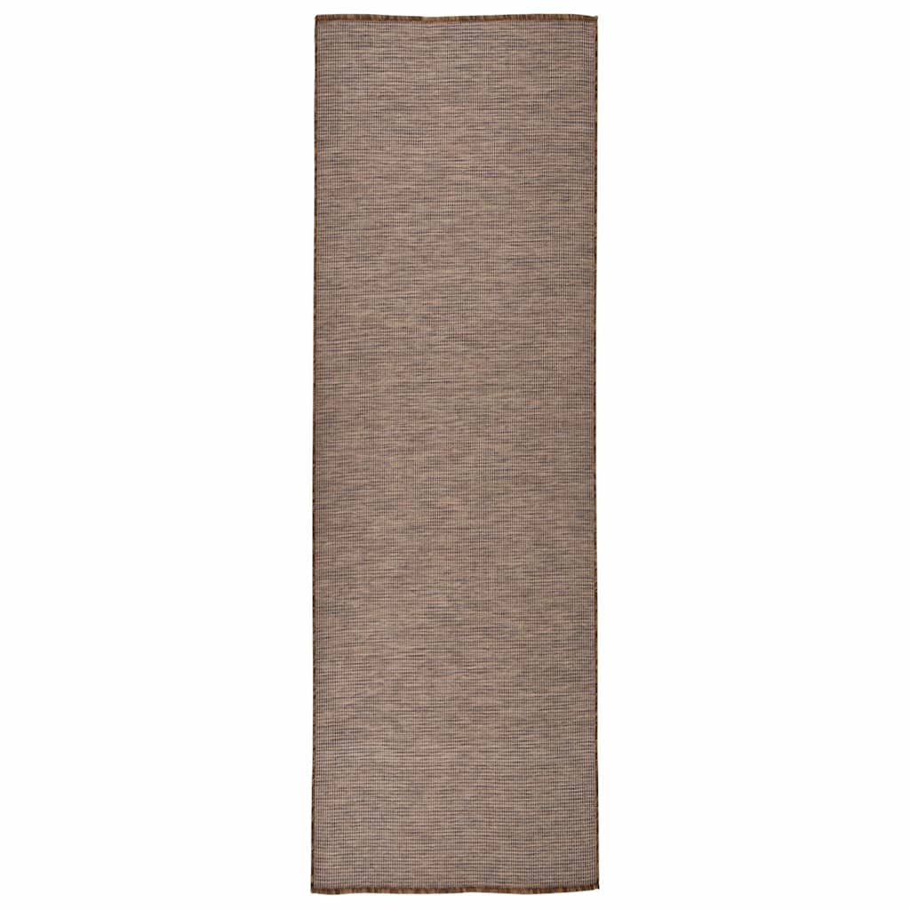 VidaXL Flachgewebter Outdoor-Teppich 80x250 cm Braun