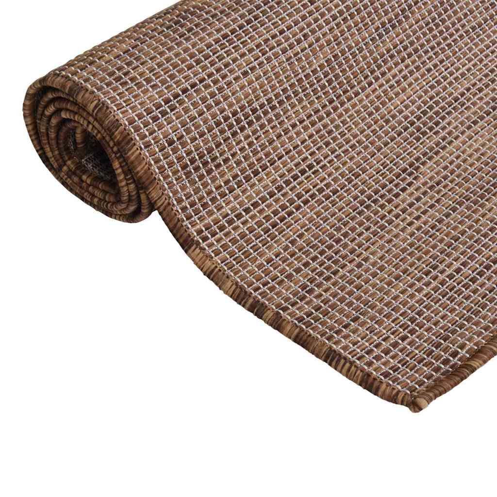 VidaXL Flachgewebter Outdoor-Teppich 80x250 cm Braun