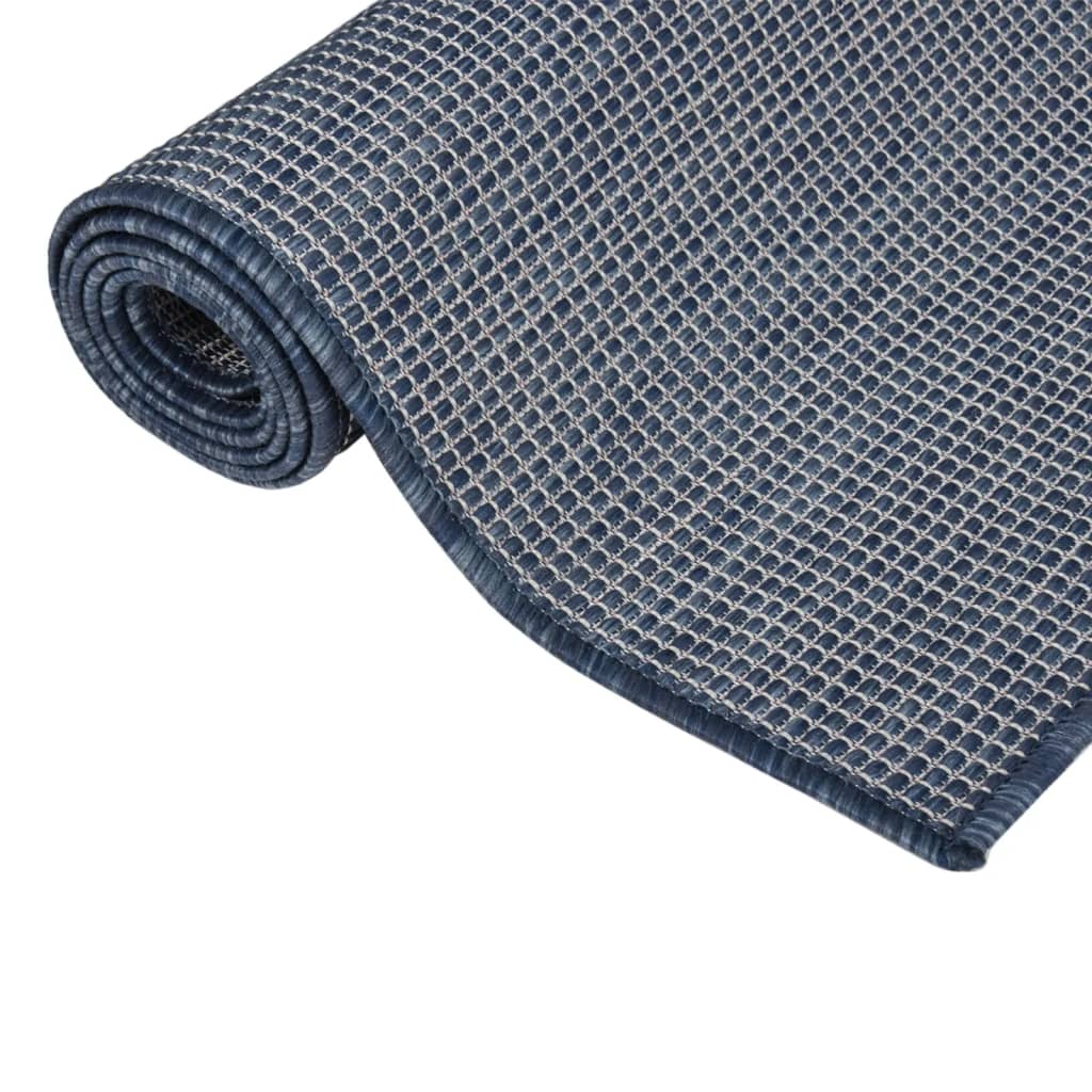 VidaXL Flachgewebter Outdoor-Teppich 120x170 cm Blau