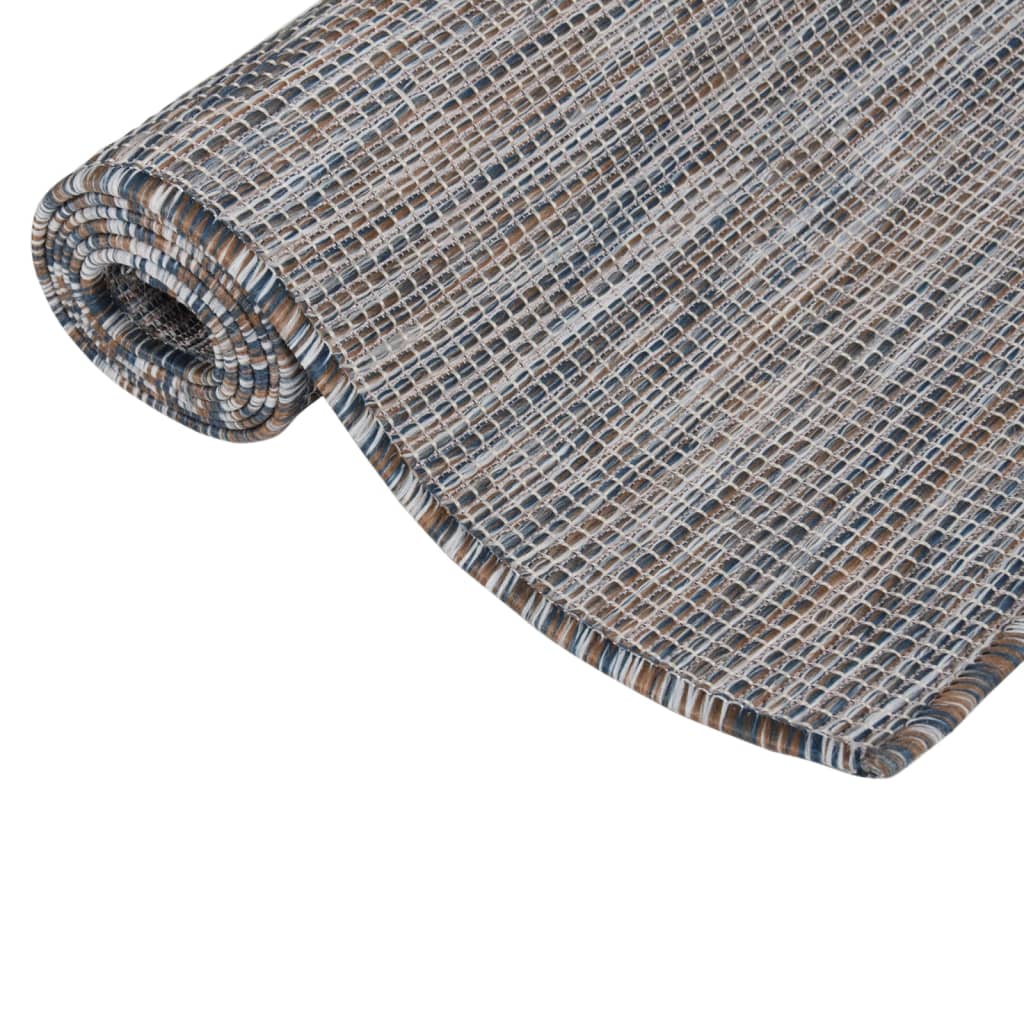 VidaXL Flachgewebter Outdoor-Teppich 120x170 cm Braun und Blau