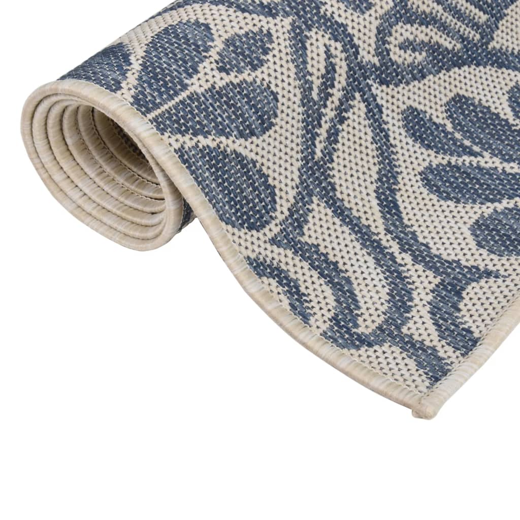 VidaXL Gemusterter, flachgewebter Outdoor-Teppich 80x250 cm Blau