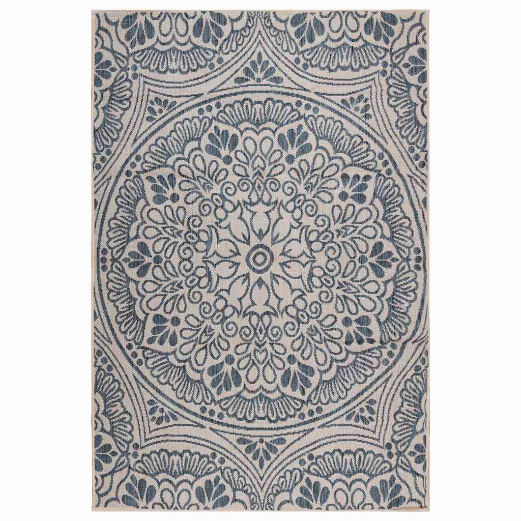 Vidaxl buitenkleed met patroon platgeweven 120x170 cm blauw