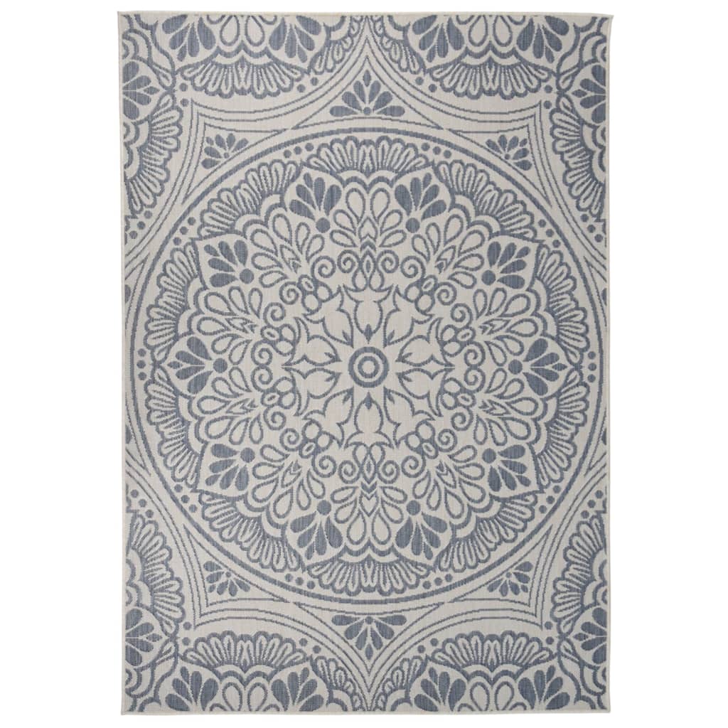 VidaXL Gemusterter, flachgewebter Outdoor-Teppich 160x230 cm Blau