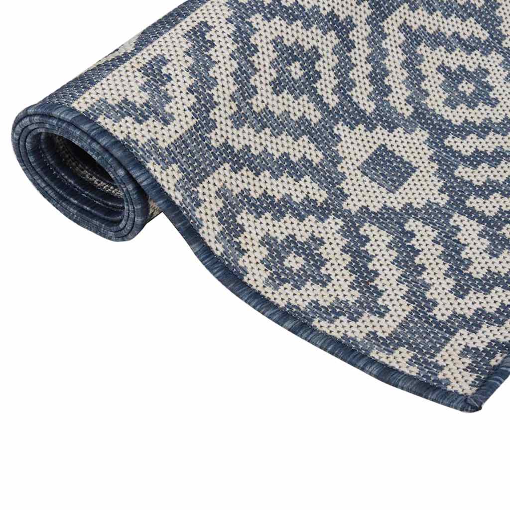 VidaXL Gemusterter, flachgewebter Outdoor-Teppich 80x150 cm Blau
