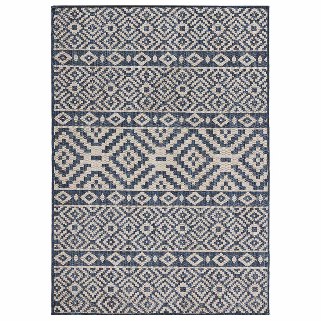 VidaXL Gemusterter, flachgewebter Outdoor-Teppich 200x280 cm Blau