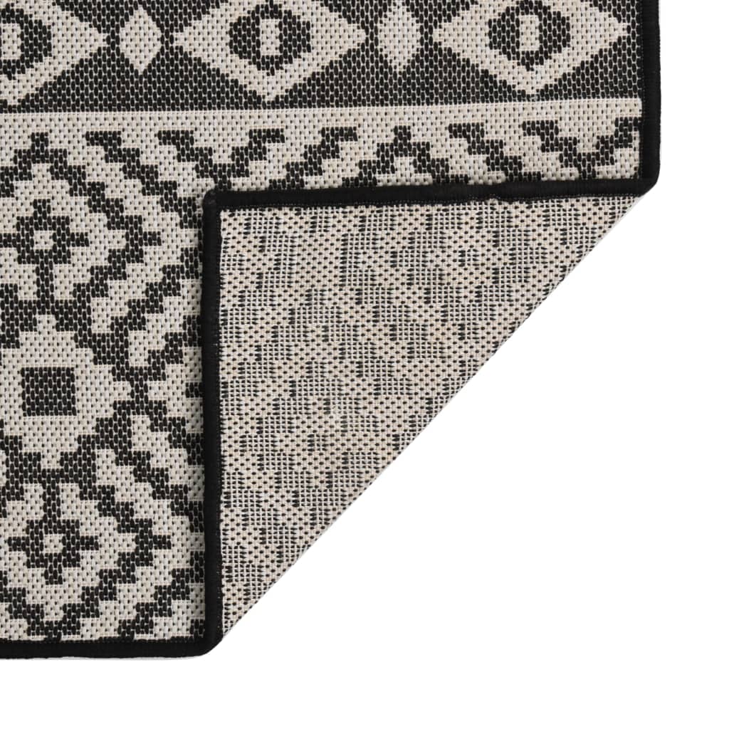 VidaXL Outdoor-Teppich mit Muster, Flachgewebe, 120 x 170 cm, Schwarz