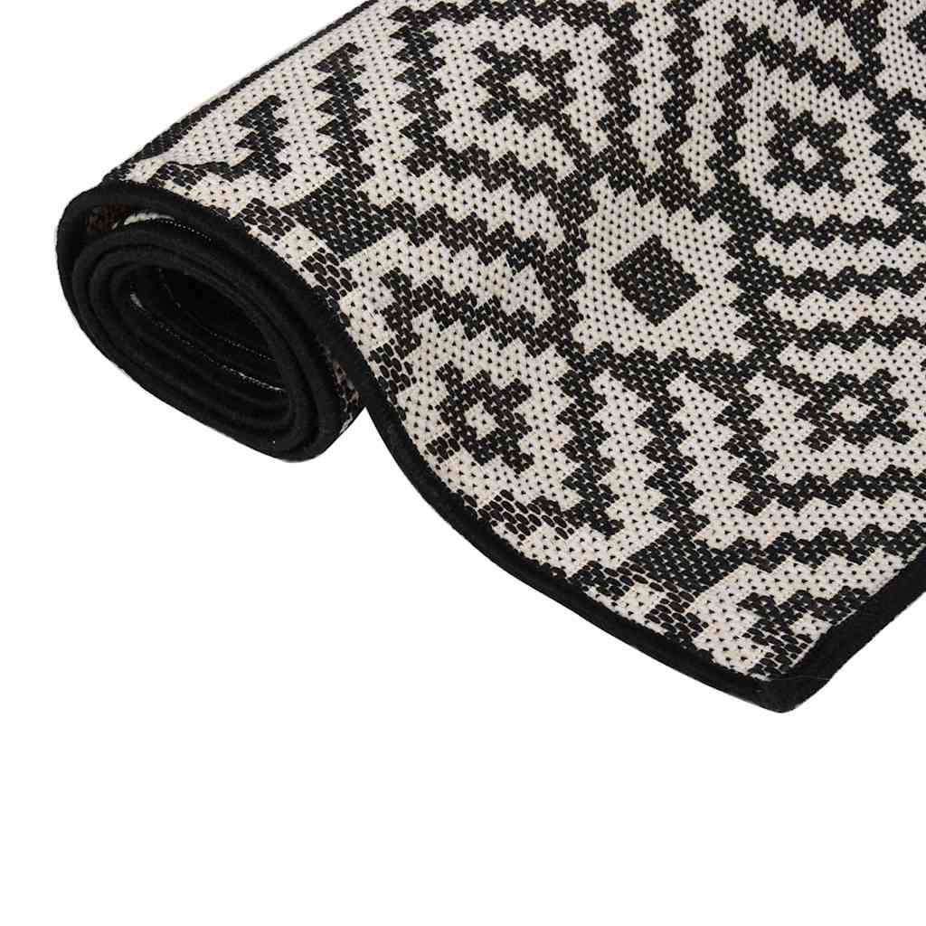 VidaXL Gemusterter, flachgewebter Outdoor-Teppich 140x200 cm Schwarz