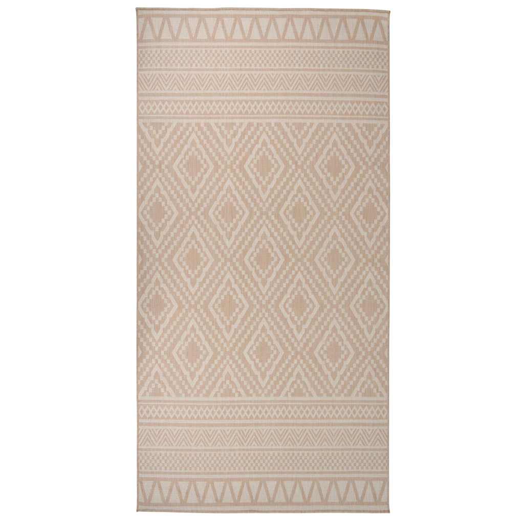 VidaXL Gemusterter, flachgewebter Outdoor-Teppich 100x200 cm Braun