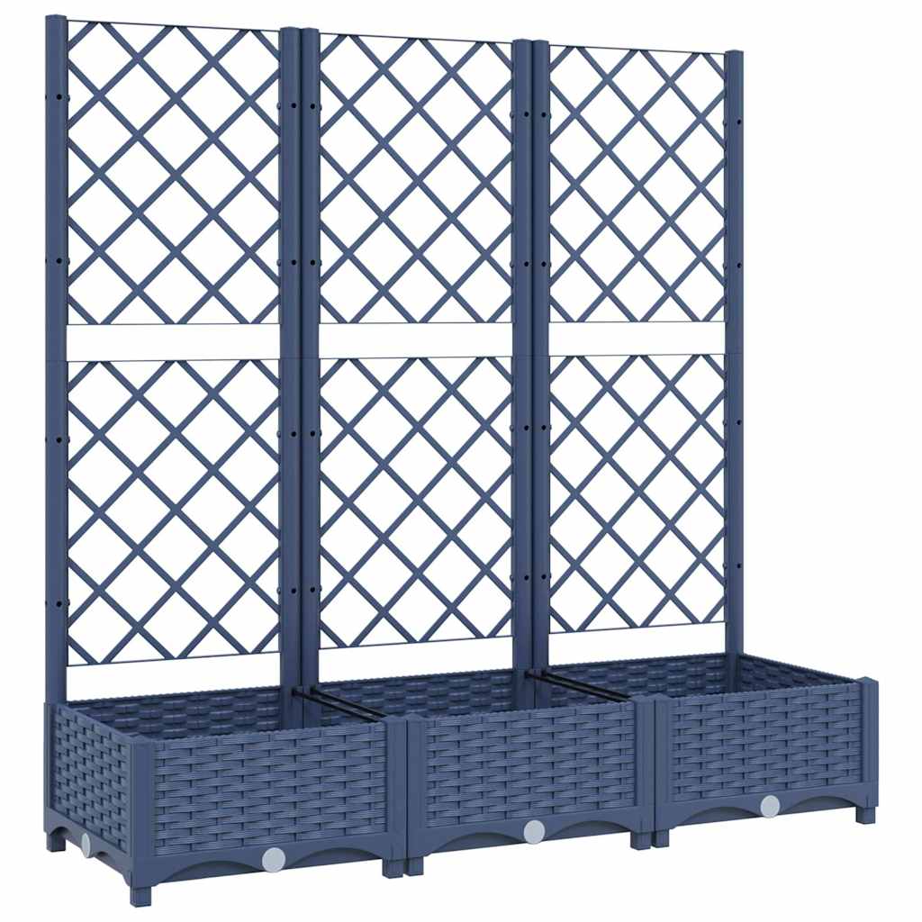 Vidaxl plantenbak met latwerk 120x40x121,5 cm polypropeen blauwgrijs