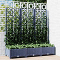 Vidaxl plantenbak met latwerk 120x40x121,5 cm polypropeen blauwgrijs