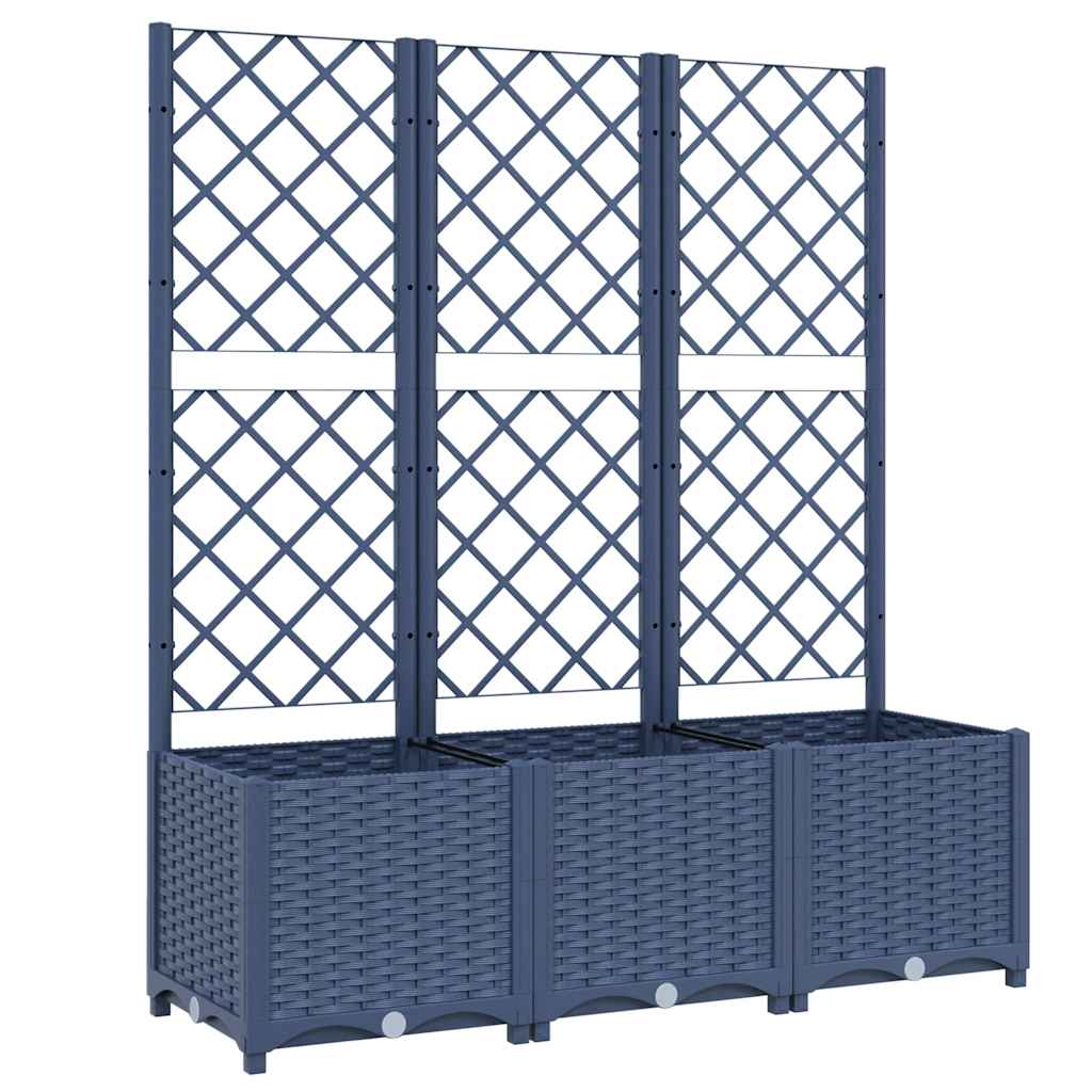 Vidaxl plantenbak met latwerk 120x40x136 cm polypropeen blauwgrijs