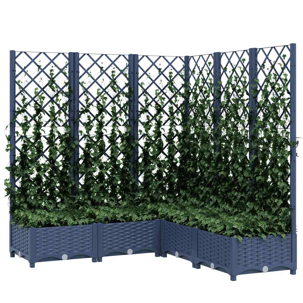 Vidaxl plantenbak met latwerk 120x120x121,5 cm polypropeen blauwgrijs