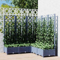 Vidaxl plantenbak met latwerk 120x120x121,5 cm polypropeen blauwgrijs