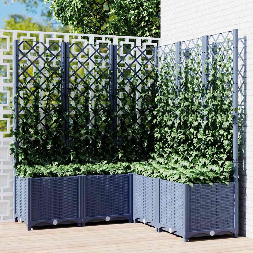 VIDAXL -Planzer mit Slatarbeit 120x120x136 cm Polypropylen dunkelgrau