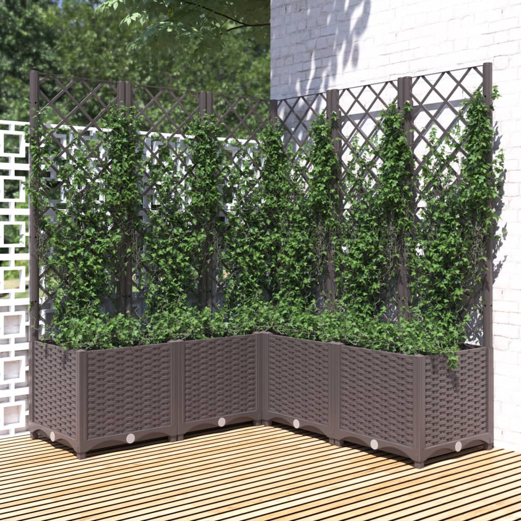 VIDAXL -Planzer mit Lamellenarbeit 120x120x136 cm Polypropenbraun
