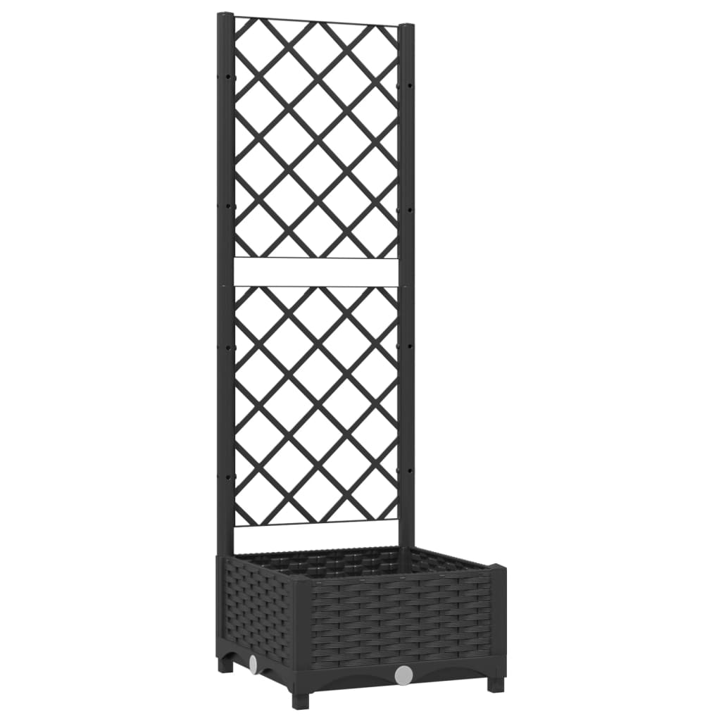VidaXL Pflanzkübel mit Rankgitter 40x40x121,5 cm Polypropylen Schwarz