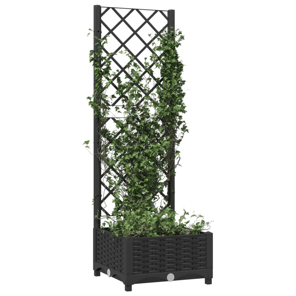 VidaXL Pflanzkübel mit Rankgitter 40x40x121,5 cm Polypropylen Schwarz