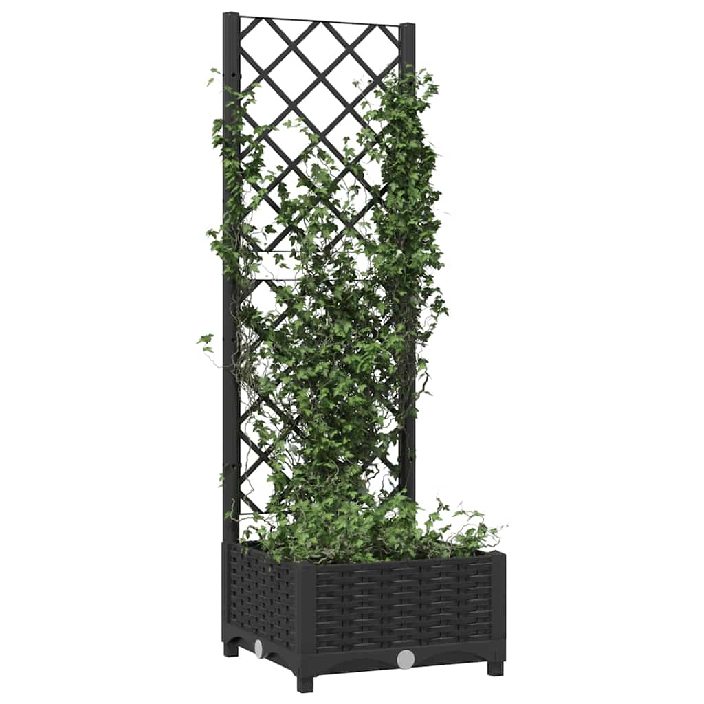 VidaXL Pflanzkübel mit Rankgitter 40x40x121,5 cm Polypropylen Schwarz