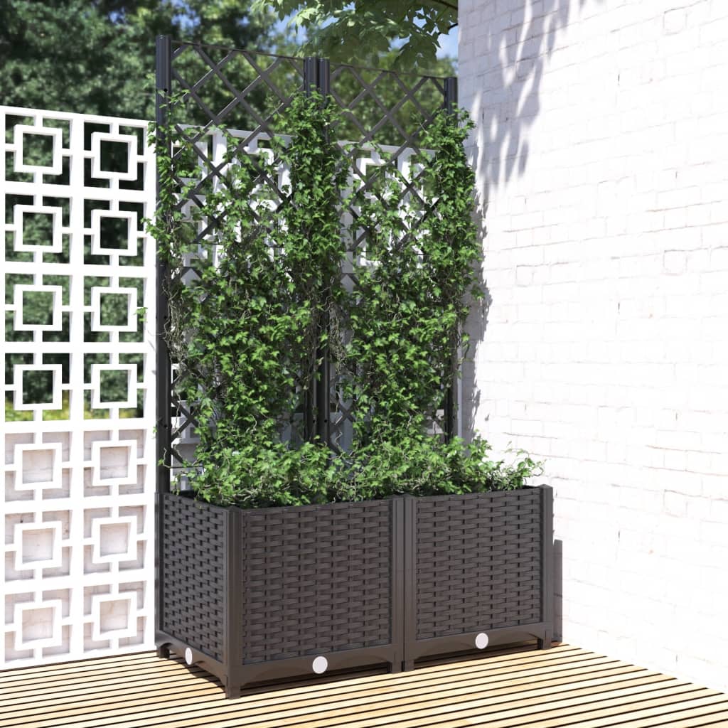 VIDAXL -Planzer mit SLAT 80x40x136 cm Polypropen Schwarz