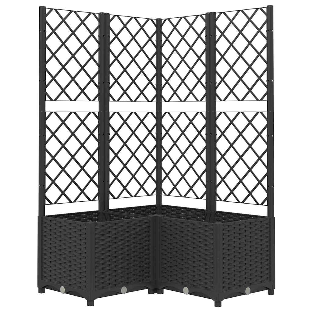 VIDAXL - Pflanzkasten mit Latte 80x80x136 cm Polypropylen Schwarz