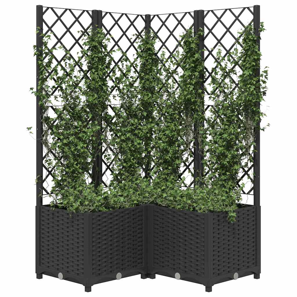 VIDAXL - Pflanzkasten mit Latte 80x80x136 cm Polypropylen Schwarz