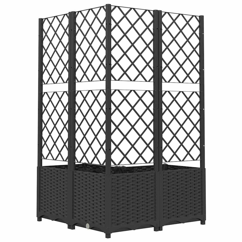 VIDAXL - Pflanzkasten mit Latte 80x80x136 cm Polypropylen Schwarz