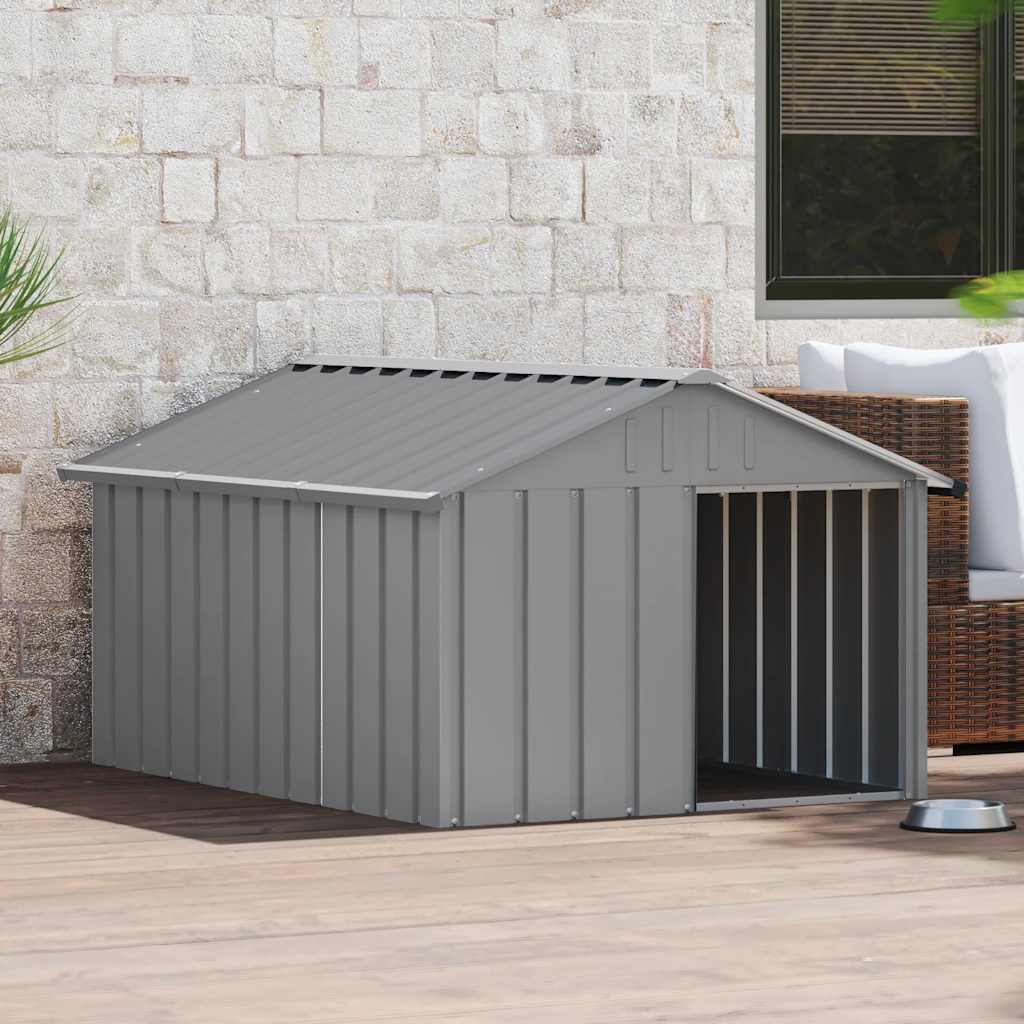 VidaXL Hundeloft 116,5 x 153 x 81,5 cm, verzinktes Stahlgrau