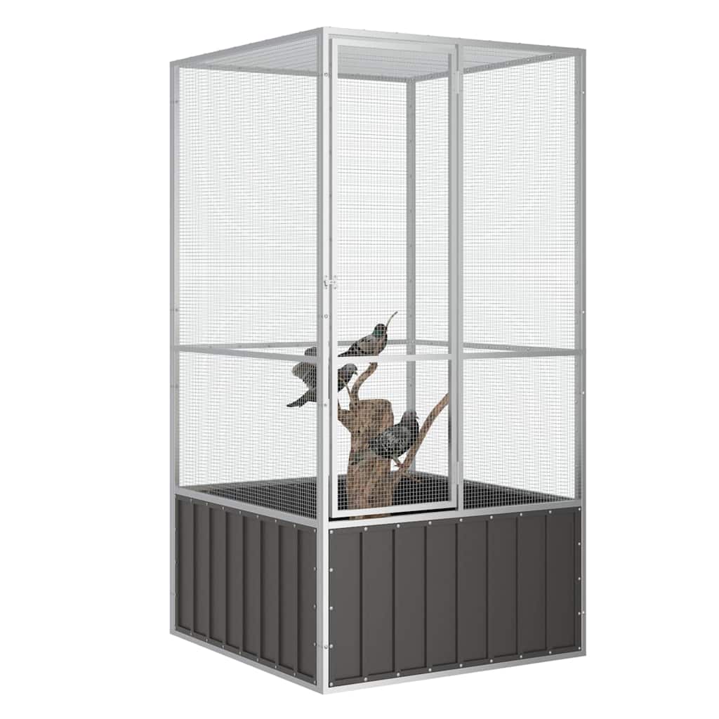 Vidaxl Vogelkäfig 111x107x211,5 cm verzinkter Stahl -Anthrazitfarbe