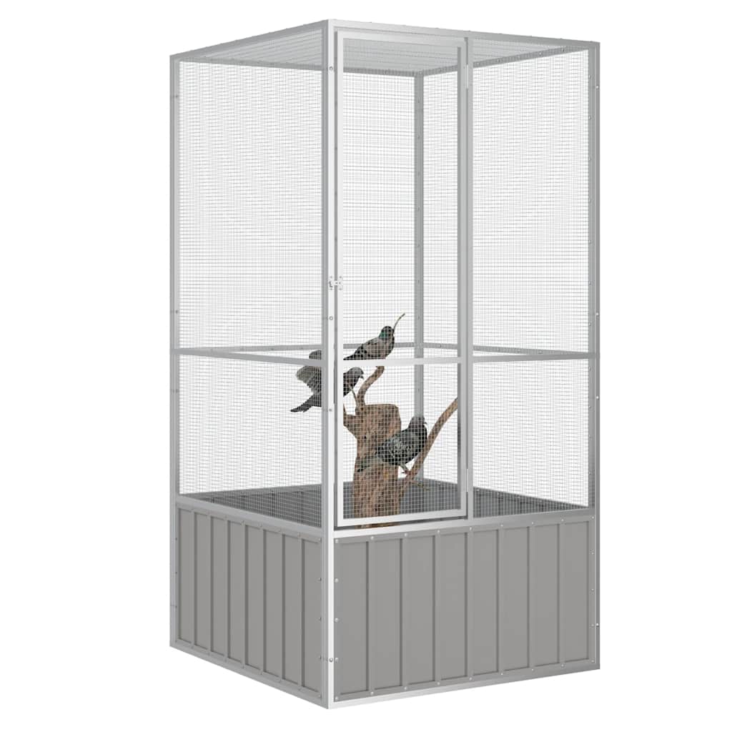 Vidaxl Vogelkäfig 111x107x211,5 cm verzinkter Stahl grau