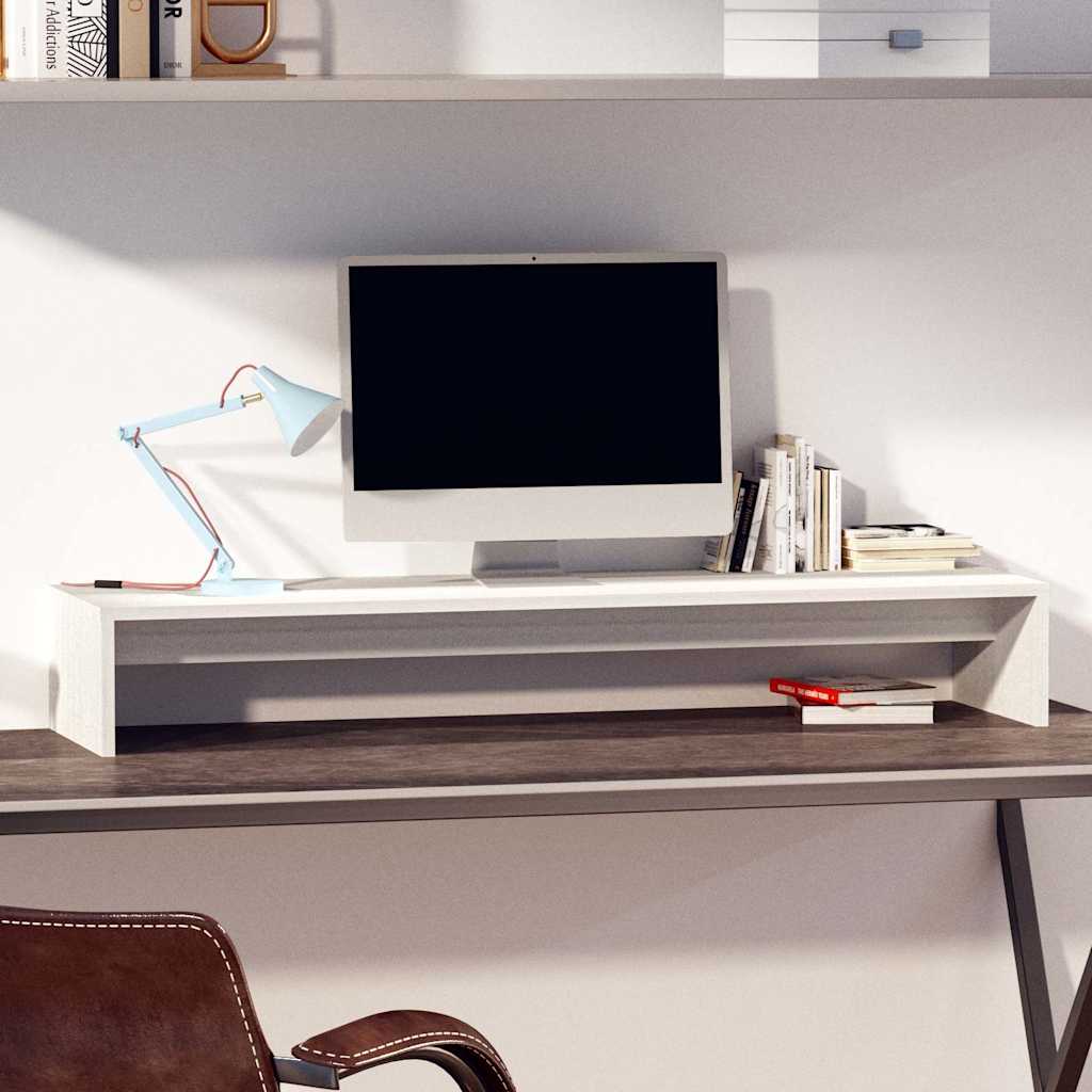Vidaxl monitorstandaard 100x27x15 cm massief grenenhout wit