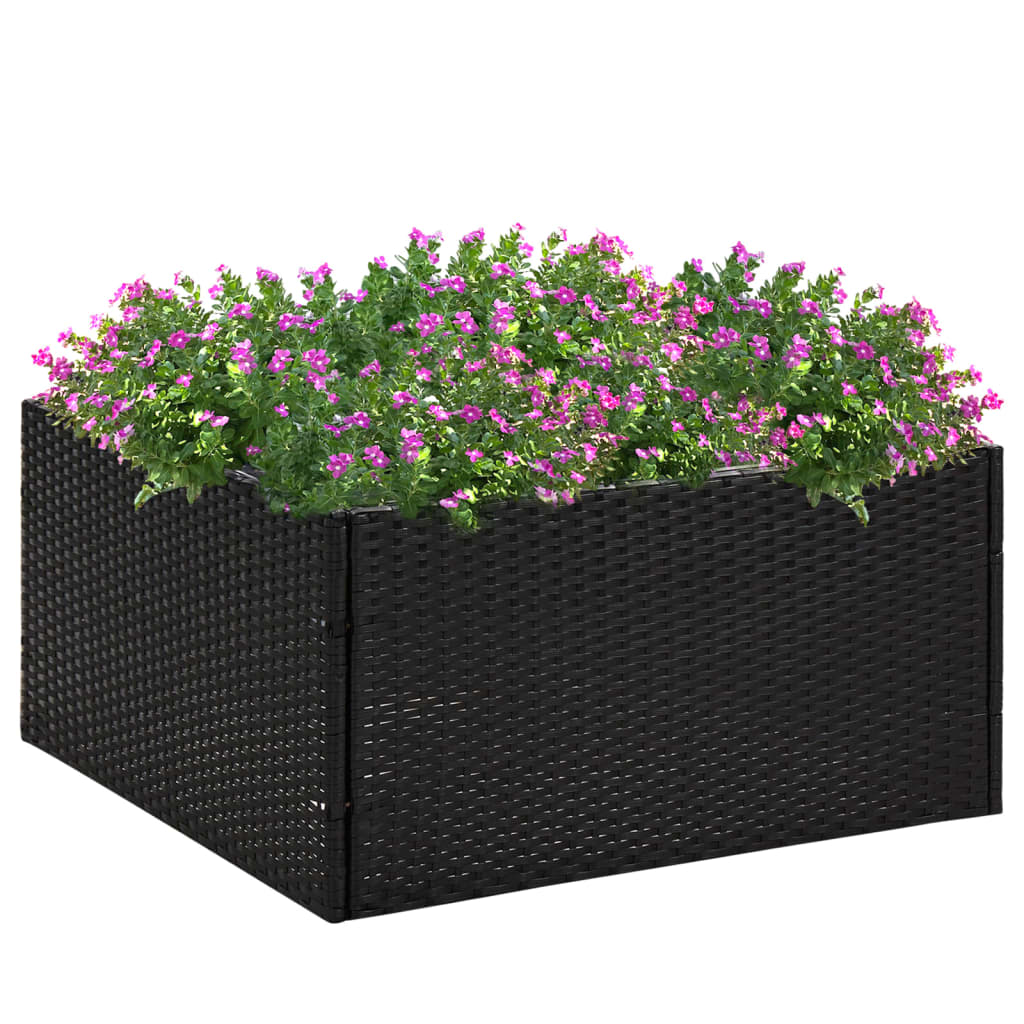 VIDAXL - Pflanzkasten 80x80x40 cm Polyrattan Schwarz